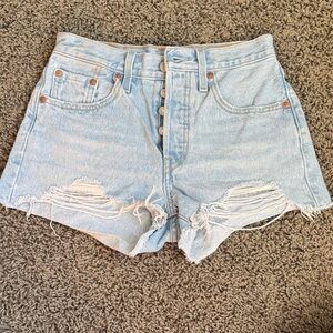 Levi's Light Blue Distressed Jean Shorts Size 25